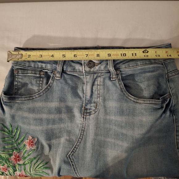 Earl Jeans Light Blue Denim Distressed Mini Skirt - Picture 7 of 8